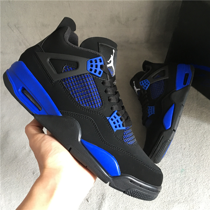 2022 Men Air Jordan 4 Black Blue Shoes